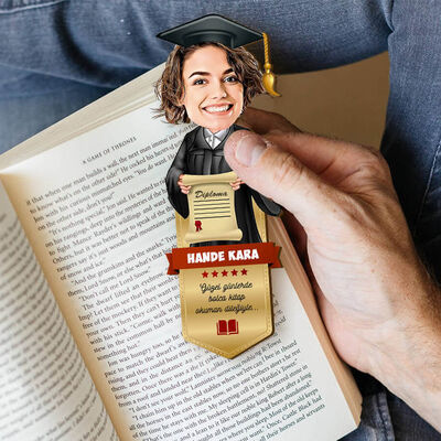 Mazun Kız Öğrenci Karikatürlü Kitap Ayracı - 3