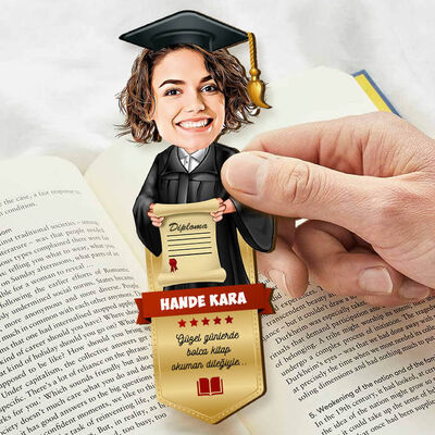 Mazun Kız Öğrenci Karikatürlü Kitap Ayracı - 4