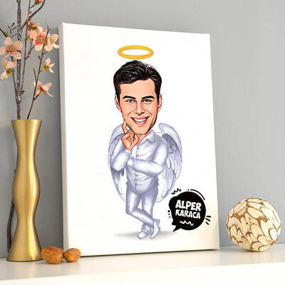 Melek Adam Karikatürlü Kanvas Tablo - 1