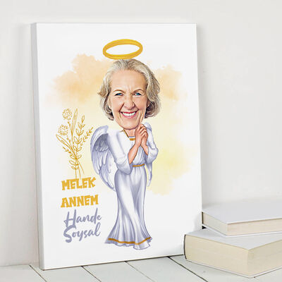 Melek Annem Karikatürlü Kanvas Tablo - 1