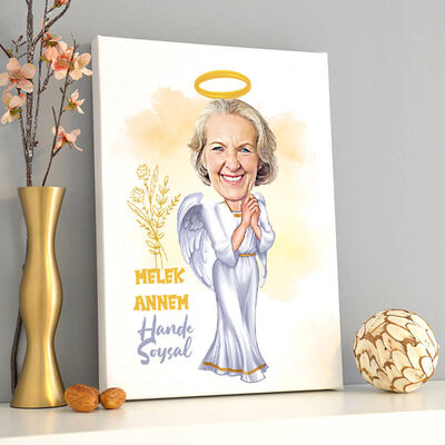 Melek Annem Karikatürlü Kanvas Tablo - 2
