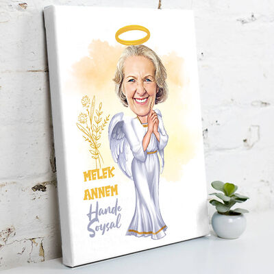 Melek Annem Karikatürlü Kanvas Tablo - 3