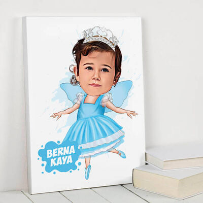 Melek Kız Karikatürlü Kanvas Tablo - 1
