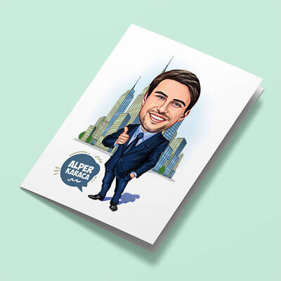 Metropol Erkeği Karikatürlü Tebrik Kartı - 1