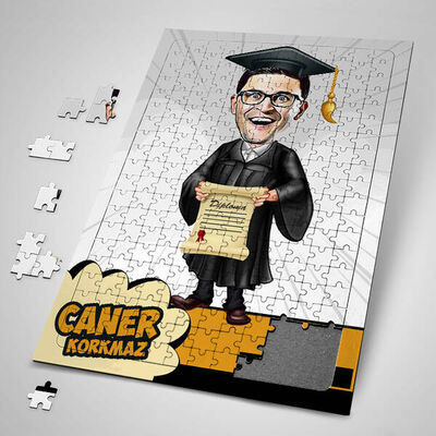 Mezun Öğrenci Karikatürlü Puzzle - 1