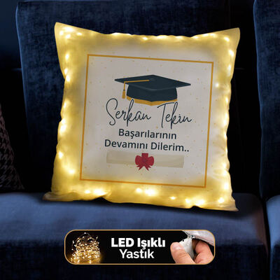 Mezuniyet Hediyesi Kişiye Özel Işıklı Yastık - 4