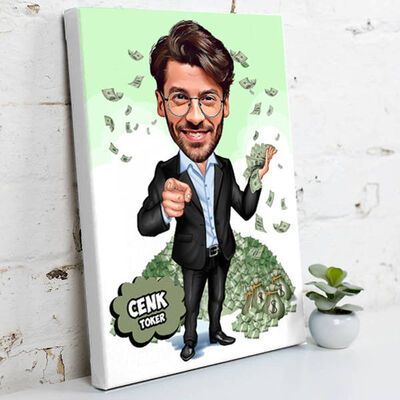 Milyarder Karikatürlü Kanvas Tablo - 1