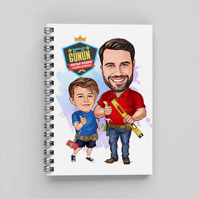 Mimar Baba ve Oğlu Karikatürlü Defter - 1
