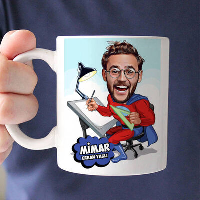 Mimarlara Özel Karikatürlü Kupa Bardak - 1