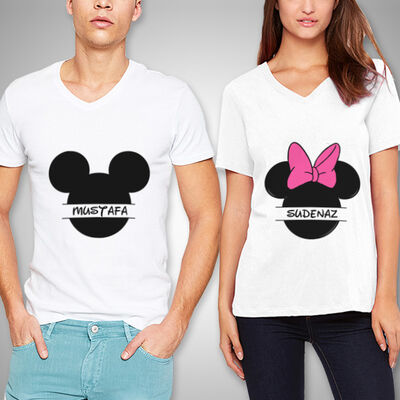 Minnie And Mickey Sevgili Tişörtleri - 1