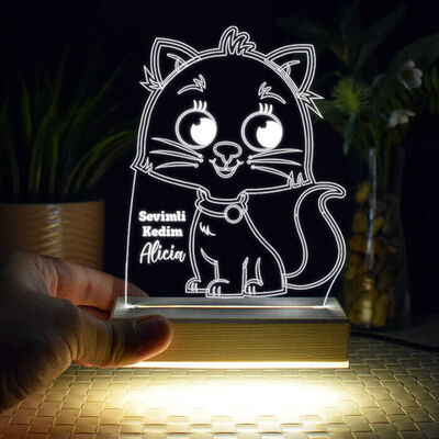 Minnoş Kedicik 3d Led Lamba - 2