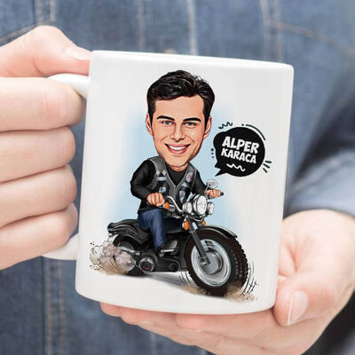 Motor Sever Erkek Karikatürlü Kupa Bardak - 1