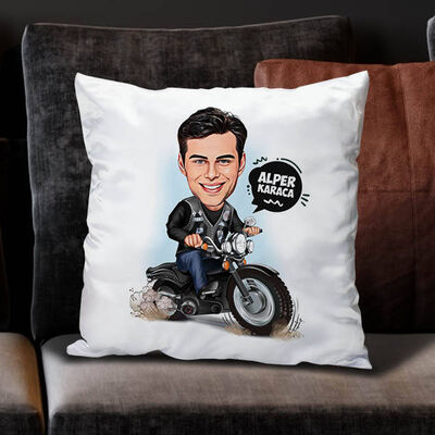 Motor Sever Erkek Karikatürlü Yastık - 1