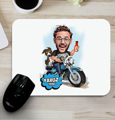 Motorcu Karikatürlü Mouse Pad - 1
