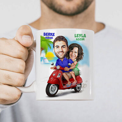 Motorum Sen ve Ben Karikatürlü Kupa Bardak - 1