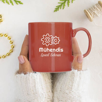 Mühendislere Hediye İsimli Kırmızı Kupa Bardak - 1