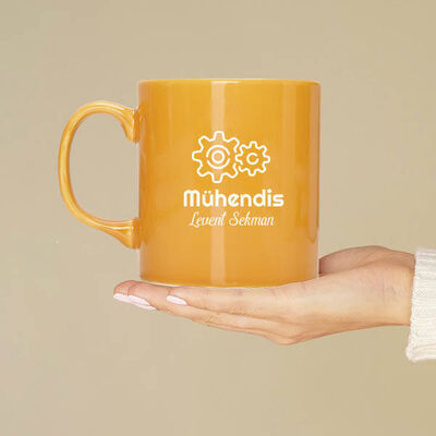 Mühendislere Hediye İsimli Turuncu Kupa Bardak - 1