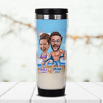 Muhteşem Tatilimiz Karikatürlü Termos Bardak - 1