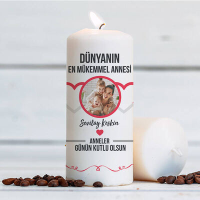 Mükemmel Annem Fotoğraflı ve Mesajlı Mum - 1