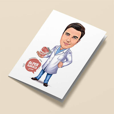 Mükemmel Diş Hekimi Karikatürlü Tebrik Kartı - 1
