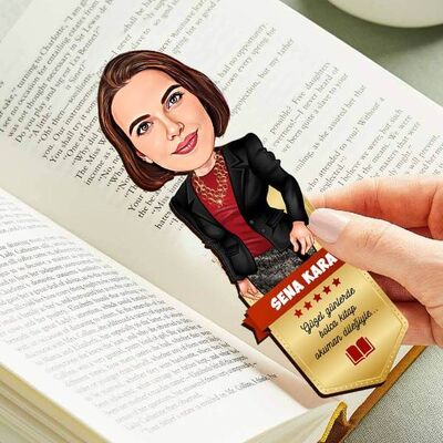 Mükemmel Kadın Karikatürlü Kitap Okuma Ayracı - 1