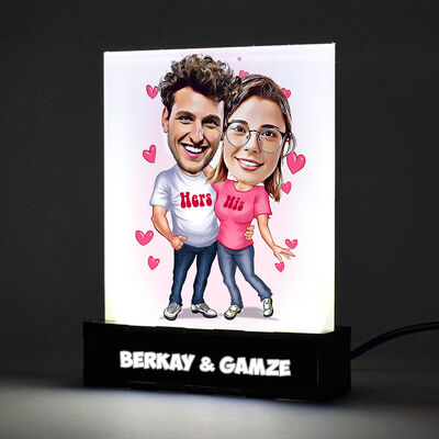 Mutlu Aşıklar Karikatürlü Led Işıklı Dekor - 2