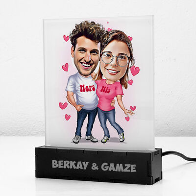 Mutlu Aşıklar Karikatürlü Led Işıklı Dekor - 6