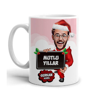 Mutlu Bir Yıl Dilerim Karikatürlü Kupa Bardak - 1