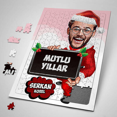 Mutlu Bir Yıl Dilerim Karikatürlü Puzzle - 1