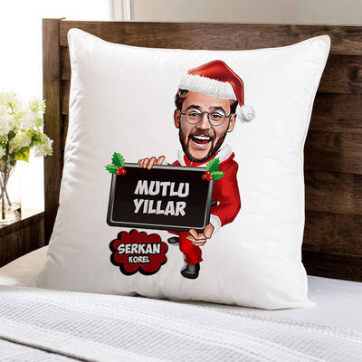 Mutlu Bir Yıl Dilerim Karikatürlü Yastık - 1