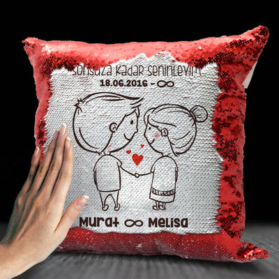 Mutlu Çiftler İsme Özel Sihirli Yastık - 1