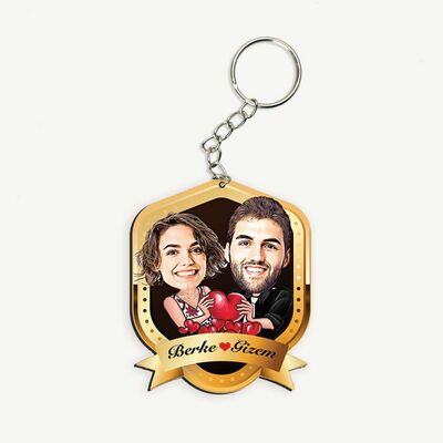 Mutlu Çiftler Karikatürlü Özel Anahtarlık - 1