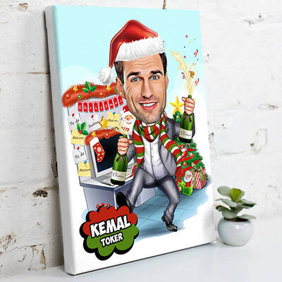 Mutlu Seneler Karikatürlü Kanvas Tablo - 1