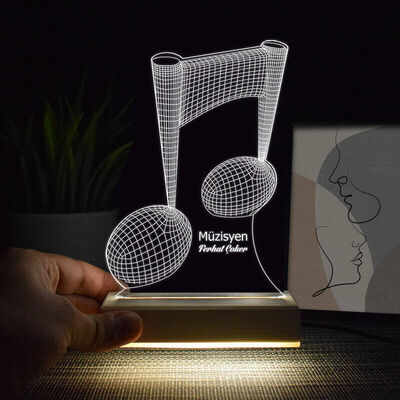 Müzik Notası Tasarımlı 3D Led Lamba - 1