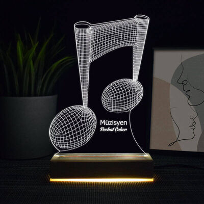Müzik Notası Tasarımlı 3D Led Lamba - 2