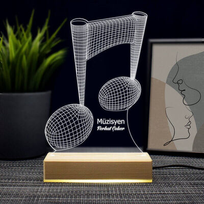 Müzik Notası Tasarımlı 3D Led Lamba - 3