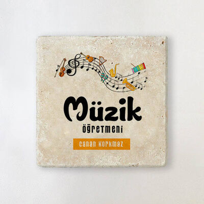 Müzik Öğretmenlerine Özel İsimli Bardak Altlığı - 1