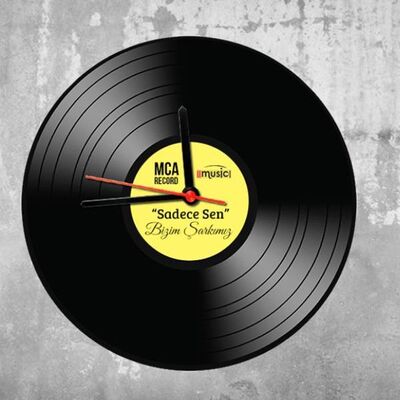 Müzik Plağı Tasarımlı Duvar Saati - 1