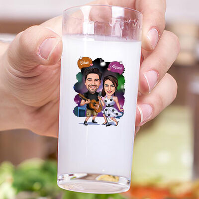 Müzisyen Çift Karikatürlü İkili Rakı Bardağı Seti - 3
