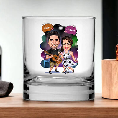 Müzisyen Çiftler Karikatürlü Viski Kadehi - 4
