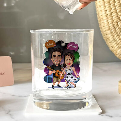 Müzisyen Çiftler Karikatürlü Viski Kadehi - 3