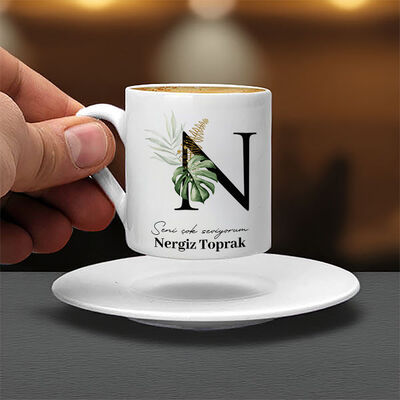 N Harfli Kişiye Özel Kahve Fincanı - 1