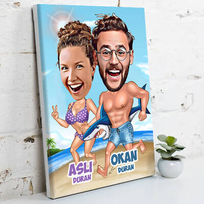 Ne Tatildi Ama Karikatürlü Kanvas Tablo - 1