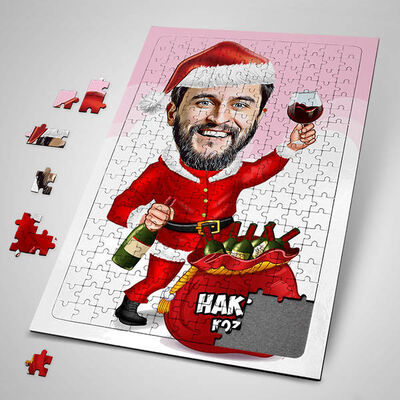 Neşeli Bir Yıl Olsun Karikatürlü Puzzle - 1