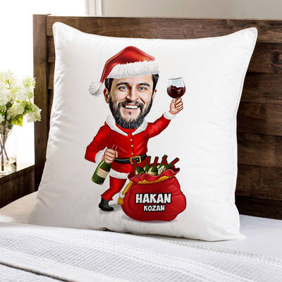 Neşeli Bir Yıl Olsun Karikatürlü Yastık - 1