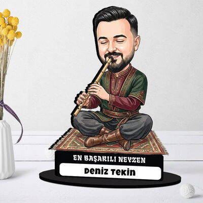 Neyzen Ustası Müzisyen Erkek Karikatürlü Biblo - 1