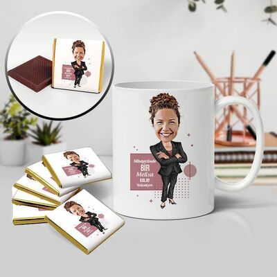 Nihayetinde Kolay Yetişmiyor Karikatürlü Kupa ve Çikolata - 1