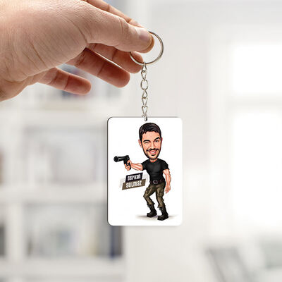 Nişan Alan Erkek Karikatürlü Anahtarlık - 1