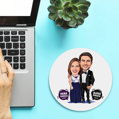 Nişanlı Çiftler Karikatürlü Mousepad - 1