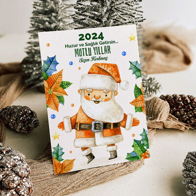 Noel Baba Tasarımlı Mesajlı Kartpostal - 3